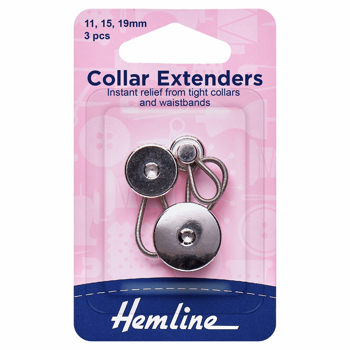 Hemline Metal Collar Expanders - Assorted (Pack of 3)