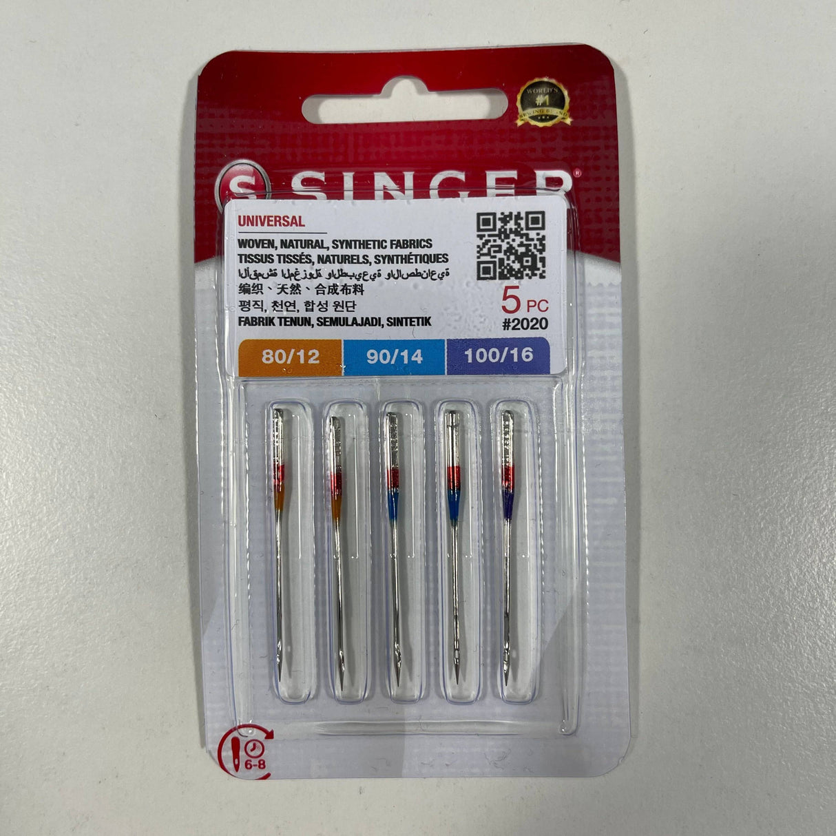 5 x Singer Needles (2020) Universal Assorted 80/11, 90/14, 100/16