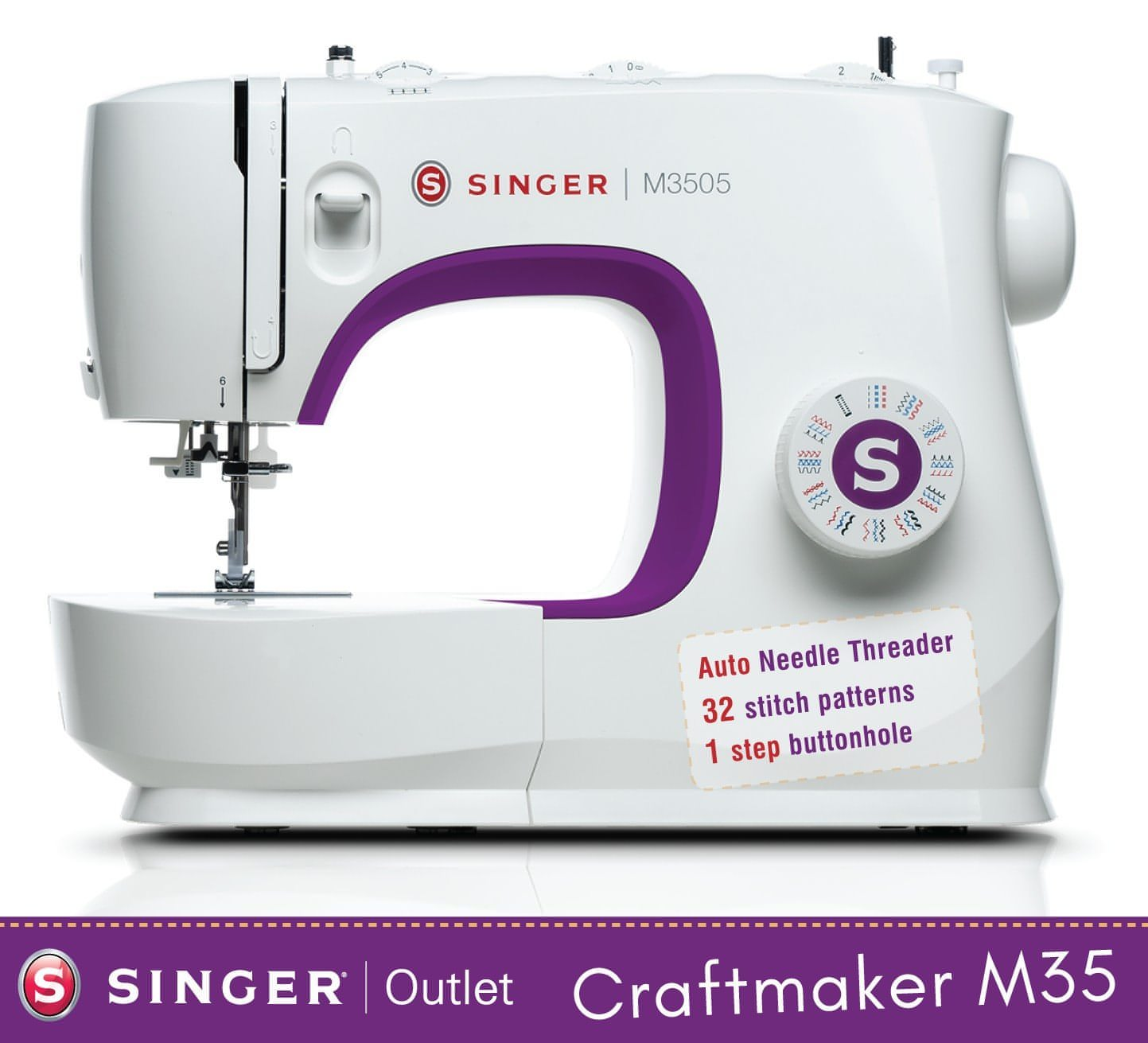 Singer CraftMaker M35 Sewing Machine - Auto threader, 32 stitch patterns, overlocking and stretch stitches, great all round machine