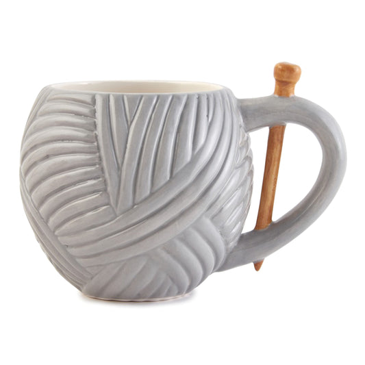 Grey Yarn Ball Design Ceramic Mug
