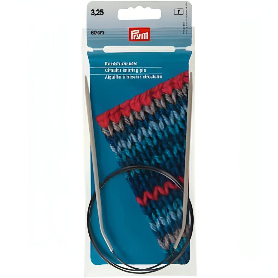 Prym Aluminium Circular Knitting Pins - Pearl Grey 80cm (3.25mm)