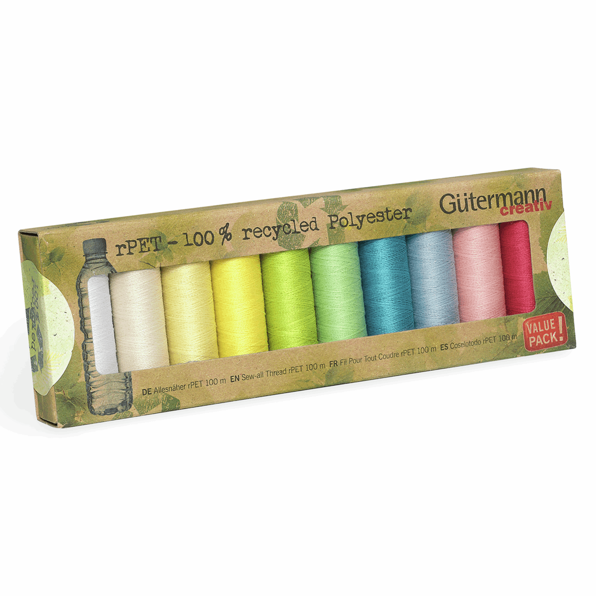 Gutermann Sew-all Thread rPET 100% recycled Polyester (pastels) - 10 x 100m Assorted