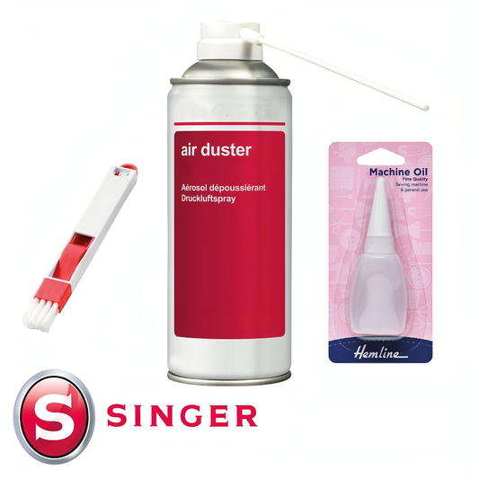 Singer Machine Care Pack with Machine Oil, Air Duster Spray and Brush tool