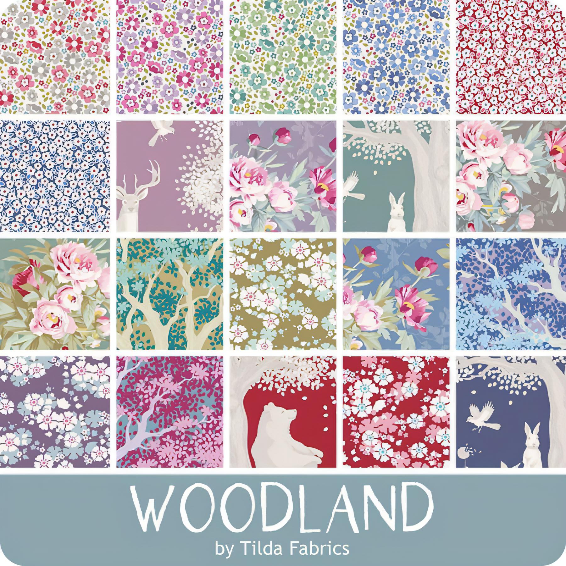 Tilda - Woodland Charm Pack - 12.5cm / 5in squares - 40 Pieces (20 designs) - Assorted